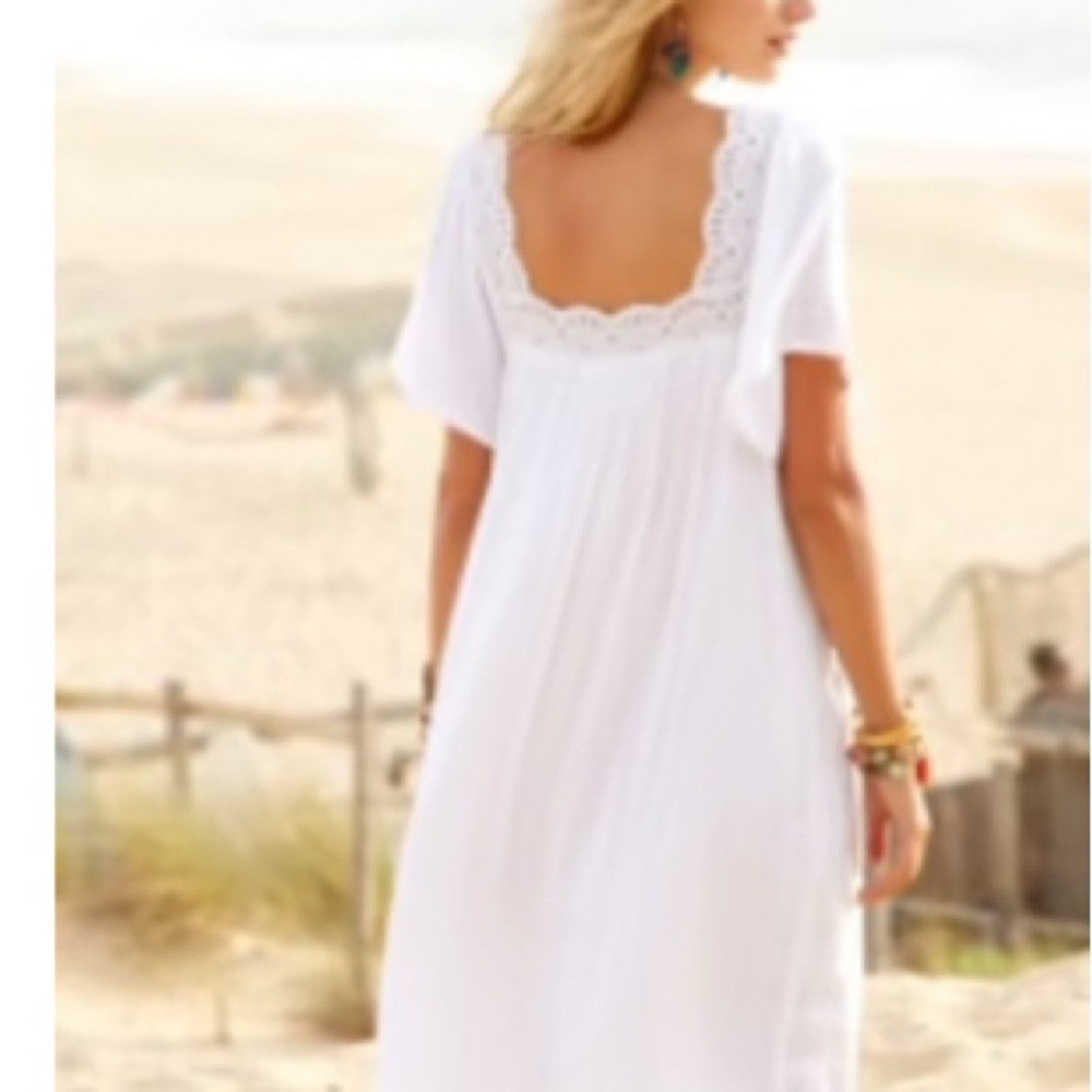 Sezane White Lace-Trimmed Dress